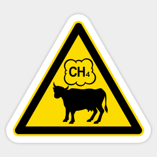 Cow Methane Warning Sign Sticker